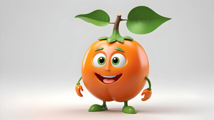 Happy cartoon orange character posing against a white background, suitable for children's products or advertising
