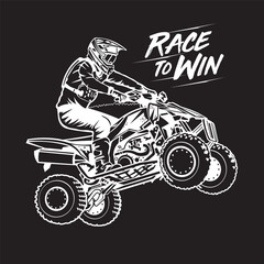 Quad ATV Extreme sport racing in badge logo design, good for t shirt design and championship event logo