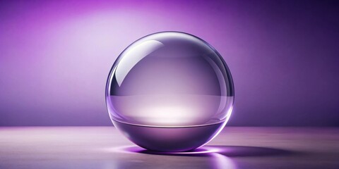 Fototapeta premium A Polished Ovoid Glass Orb Rests on a Smooth Surface Against a Deep Purple Background