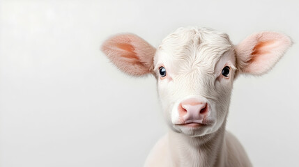 White calf portrait, studio shot, agriculture