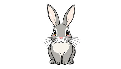 Obraz premium Adorable Grey Rabbit Sitting Peacefully