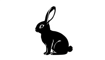 Obraz premium A Black Silhouette Of A Sitting Rabbit