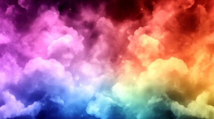 Fototapeta premium Vibrant rainbow cloudscape, a dreamy, colorful fantasy background.