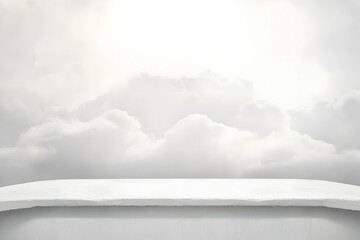 White Tabletop Platform Displays with Cloudy Sky Background Perfectly for Product Placement