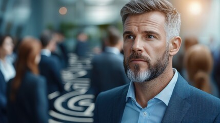 Fototapeta premium Confident and Focused Corporate Executive Leading a Group of Professionals Through a Complex Situation in an Office Setting