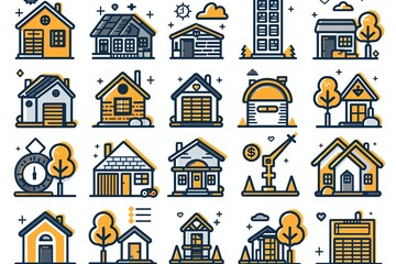 Collection of diverse house and building icons. (1)