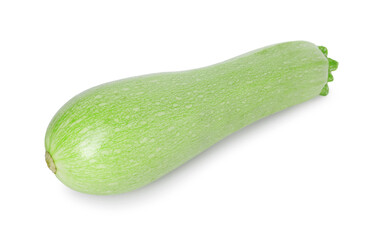 One fresh ripe zucchini isolated on white
