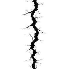 Obraz premium Deep Crack Splits Surface with Jagged Edges Dramatically on White Background