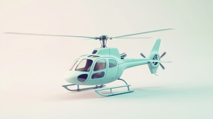 Light blue helicopter isolated on white background.