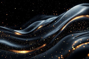 Luxurious big wave abstract lubricants background with glowing black oil and moving wave lines illuminated by lights, ideal for a dark and dynamic oil concept background or wallpaper.
