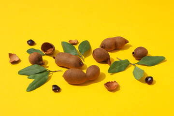 Tamarind, concept of delicious food, fresh tamarind fruit