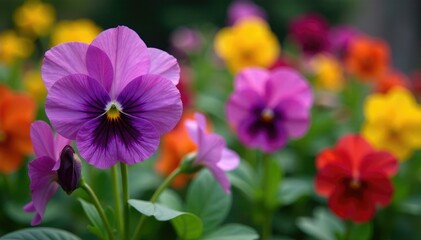 Shali violet blooms in the garden with other flowers in a colorful bouquet, flower, nature, pants