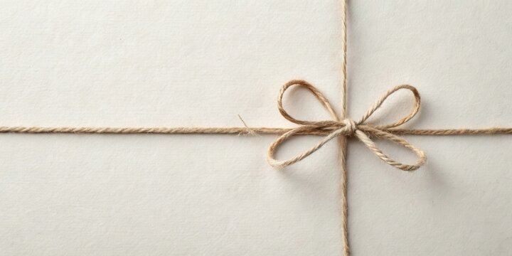 Simple twine bow tied on beige paper background