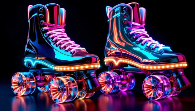Neon Roller Skates with Led Lights Night Photography