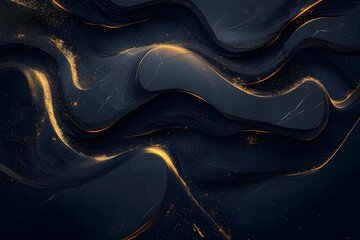 Abstract 3D Background Flows with Golden Particles and Elegant Dark Waves Smoothly.