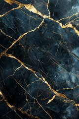 Luxurious black marble background framed with a gold border, enhancing the richness and depth of the marble's natural patterns.