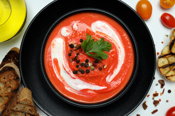 Tomato soup, concept of healthy food, healthy nutrition