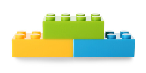 Construction toy. Figure made with building bricks isolated on white