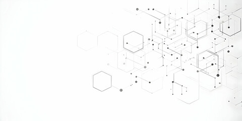 Abstract Hexagonal Network Connecting Dots and Lines on White Background Seamlessly