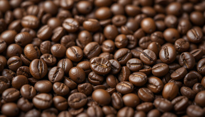 Fototapeta premium coffee beans background. Close up shot of roasted coffee bean. Dark coffee bean. 