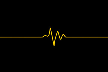 Yellow Pulse Line on Black Background: A Minimalist Abstract Illustration