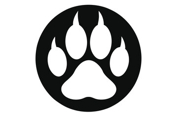 Single dog paw print vector silhouette illustration design on white background.