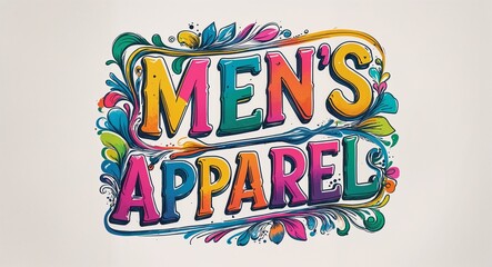 Fototapeta premium mens apparel colorful hand drawn lettering art design on plain white background