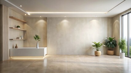 Fototapeta premium Modern Minimalist Living Room Interior Design with Neutral Tones and Natural Elements