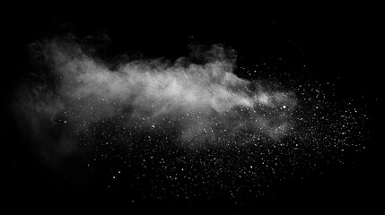 Matte black textured background with floating dust particles illuminated by a soft light, creating a mysterious and deep contrast.