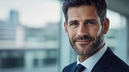 Fototapeta premium Portrait of a smiling businessman in a suit.