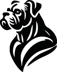 dog with strong body vector silhouette. Suitable for animals, pets logos and tee shirt design. Angry dog illustration silhouette isolated white background.