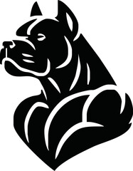 dog with strong body vector silhouette. Suitable for animals, pets logos and tee shirt design. Angry dog illustration silhouette isolated white background.