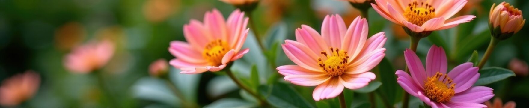 Light orange purple blooms on a shrub with white flowers, dimorphotheca flowers, light orange purple osteospermum flowers