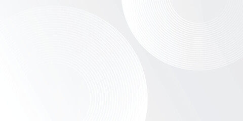 Vector white glowing geometric lines on gray background. Modern shiny blue circle lines illustration