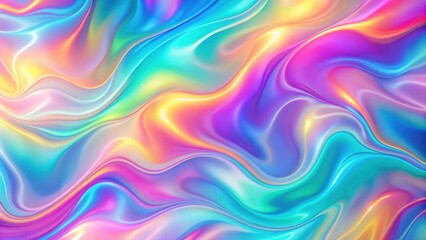 Obraz premium Holographic Iridescent Fluid Abstract Background - Holographic
