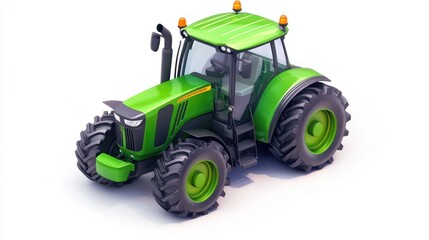 Obraz premium Green tractor isolated on white background.