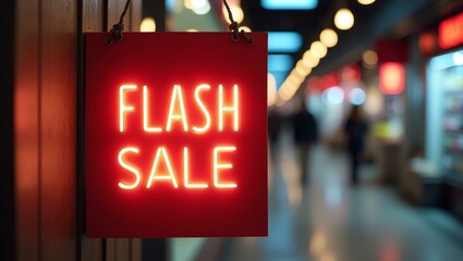 aesthetic sign with the word flash sale on a market background