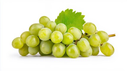 Closeup of a Bunch of Green Grapes on White Background