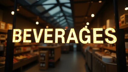 Fototapeta premium aesthetic sign with the word beverages on a market background