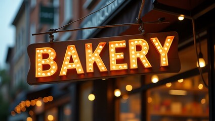 aesthetic sign with the word bakery on a market background