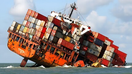 Cargo Ship Stuck in Port Representing the Decline in China s Exports and the Disruption in Global Supply Chains and Trade