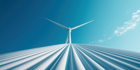 Obraz premium Viewpoint of Wind Turbine Against Clear Blue Sky