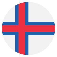 Fototapeta premium Faroe Islands flag. Faroe Islands circle flag logo icon computer vector illustration design