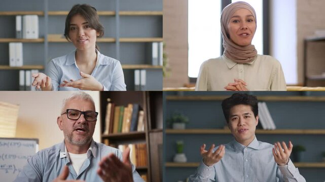 Multiracial participants engage in a virtual meeting, sharing ideas and insights from their respective locations.