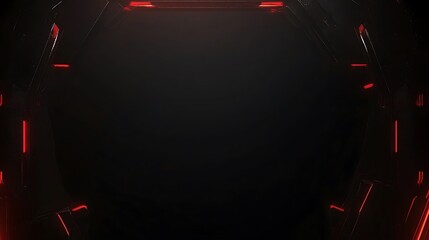 Red glowing frame, dark background, tech design, gaming