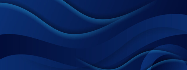 Elegant deep blue gradient geometric background for business presentations, advertising, or website designs with a smooth wave-like abstract pattern