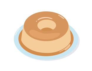 Isolated brasilian style flan illustration. Pudim de leite flat vector. 