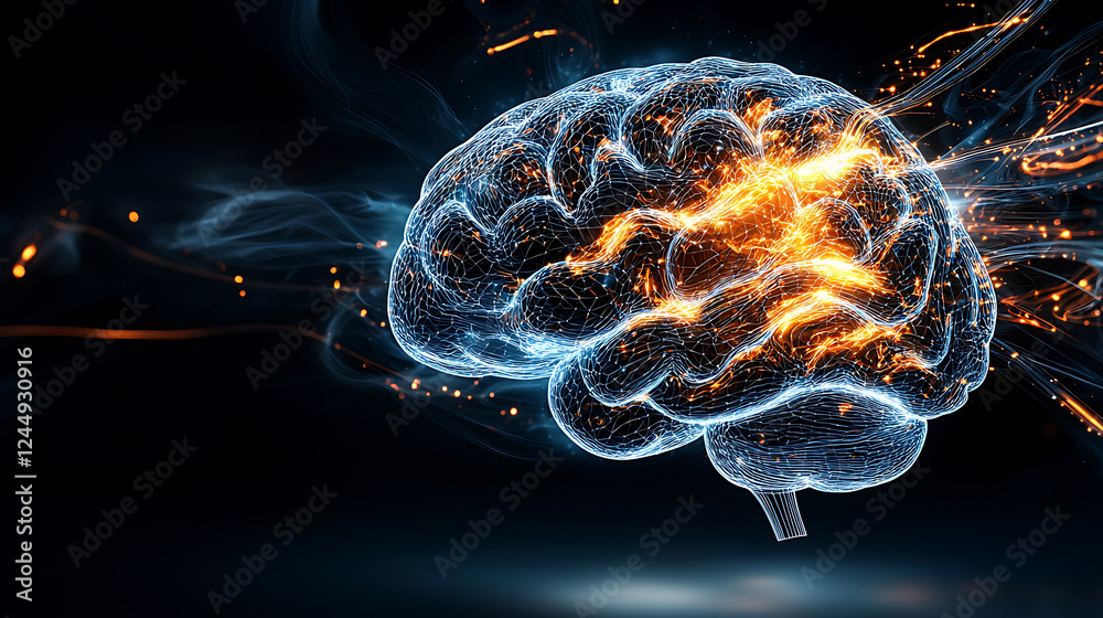 Poster innovative brainstorming session digital art neural activity visualization abstract environment dyna