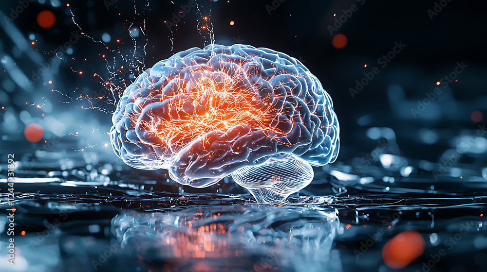 Poster dynamic neural activity visualization digital art abstract concept high-tech environment close-up vi