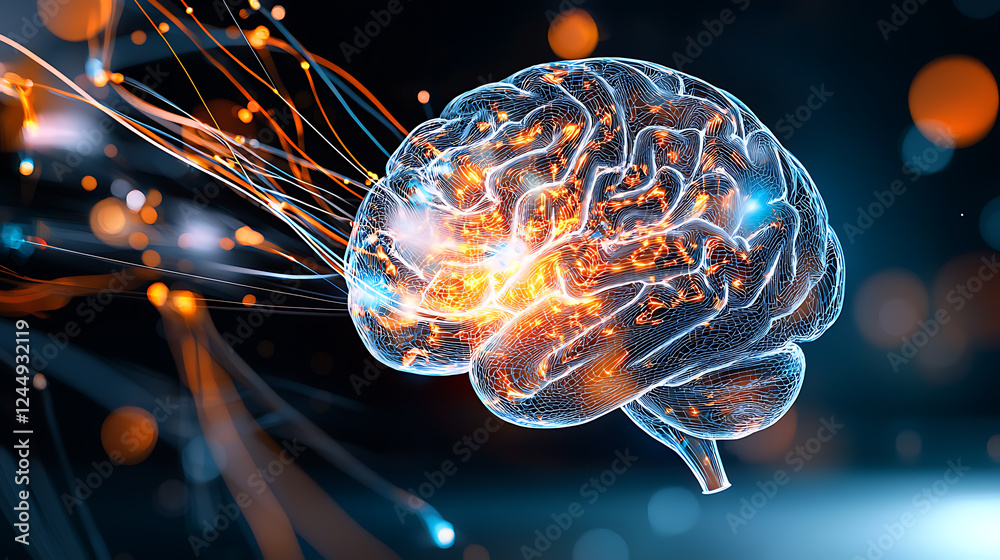 Poster exploring neural connectivity and brain functionality digital art abstract environment futuristic vi